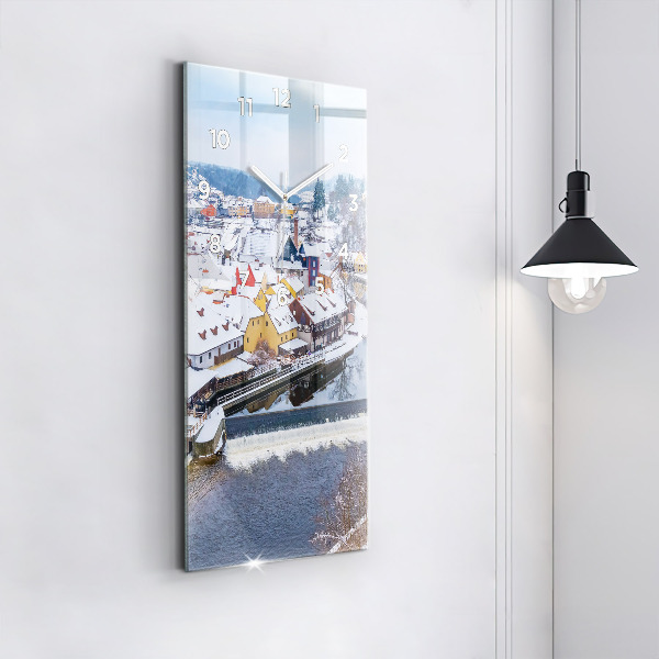 Horloge rectangulaire verticale Panorama de la ville en hiver