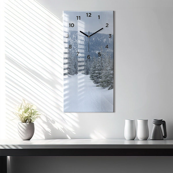 Horloge murale verticale Les monts des Géants tchèques en hiver