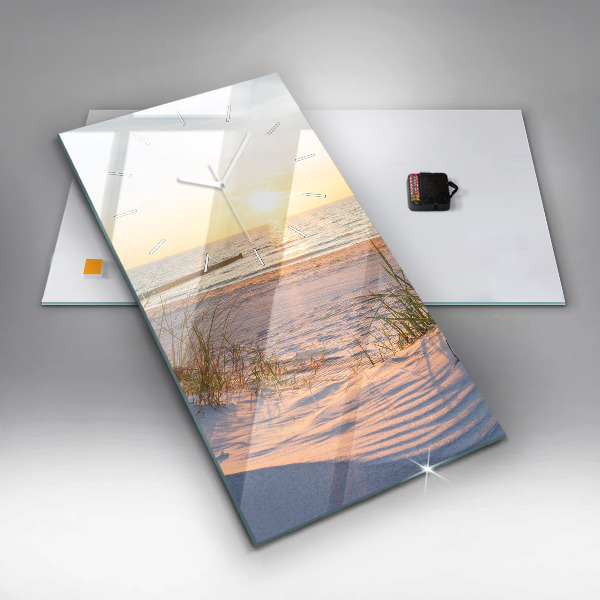 Horloge rectangulaire verticale Coucher de soleil sur la mer