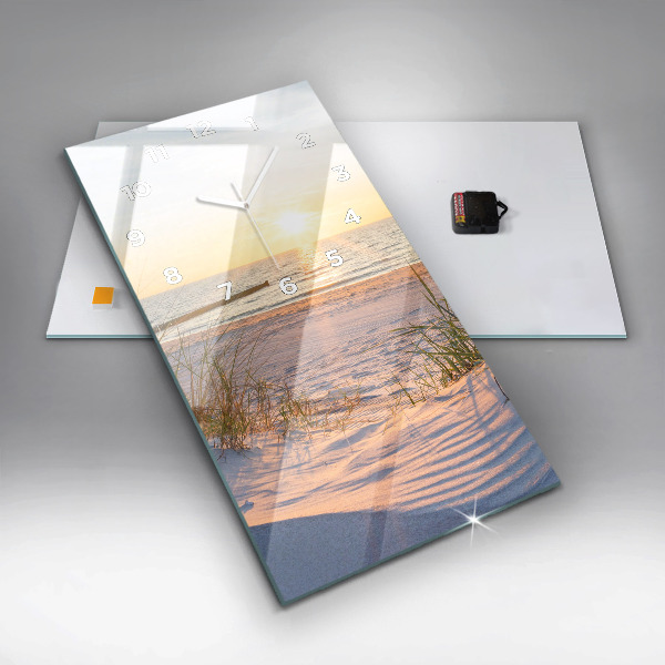Horloge rectangulaire verticale Coucher de soleil sur la mer