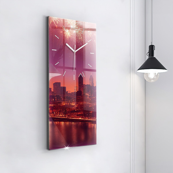 Horloge murale verticale La ville de Philadelphie la nuit