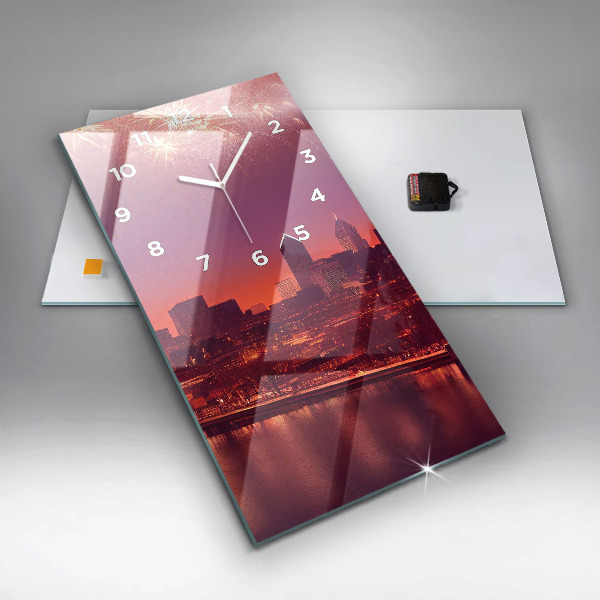 Horloge murale verticale La ville de Philadelphie la nuit