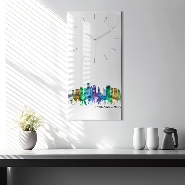 Horloge murale verticale Philadelphie colorée