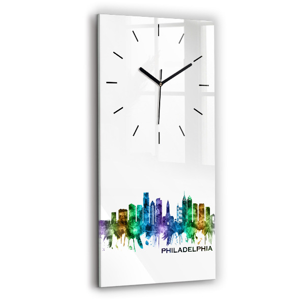 Horloge murale verticale Philadelphie colorée