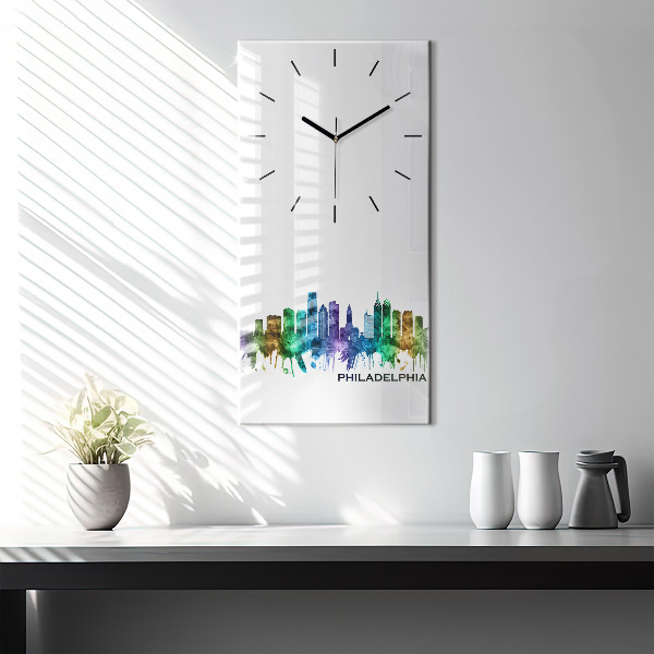 Horloge murale verticale Philadelphie colorée