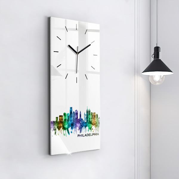 Horloge murale verticale Philadelphie colorée