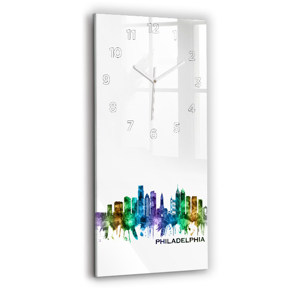 Horloge murale verticale Philadelphie colorée