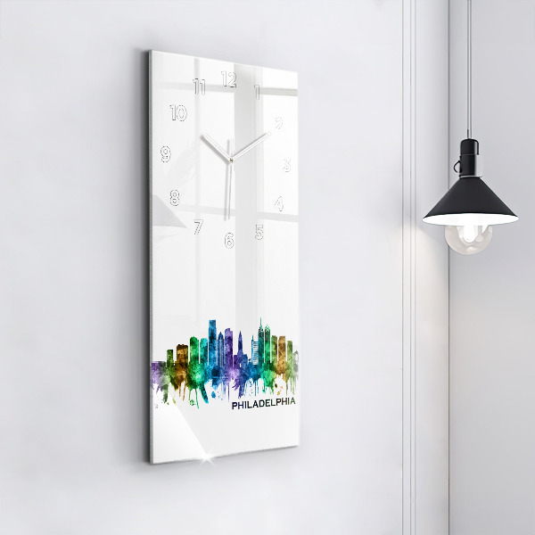 Horloge murale verticale Philadelphie colorée