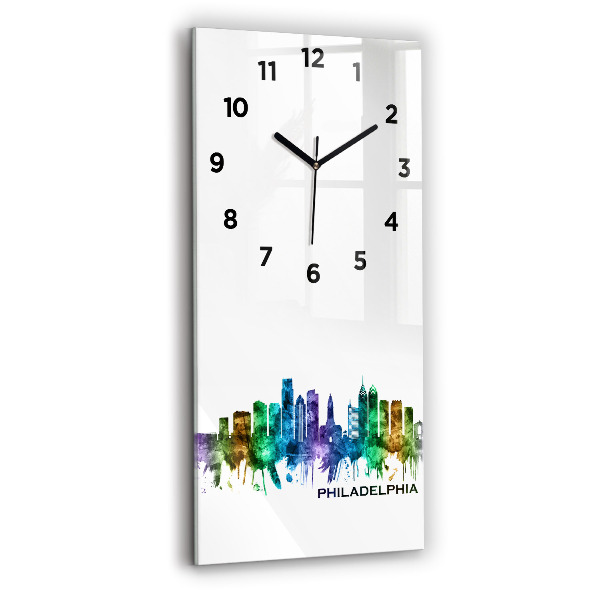 Horloge murale verticale Philadelphie colorée