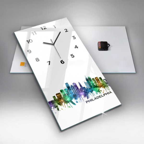 Horloge murale verticale Philadelphie colorée