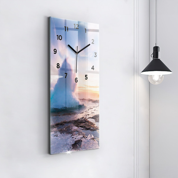 Horloge rectangulaire verticale 'Geyser sur l''île d''Islande'