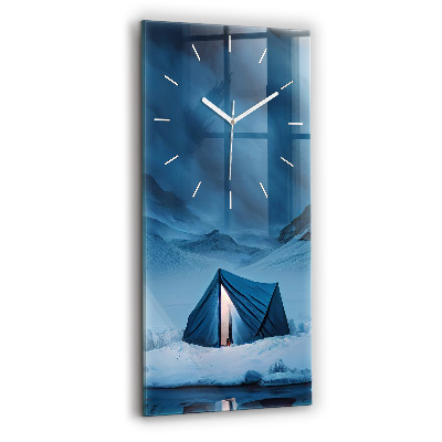 Horloge murale verticale 'Tente dans les montagnes d''Islande'