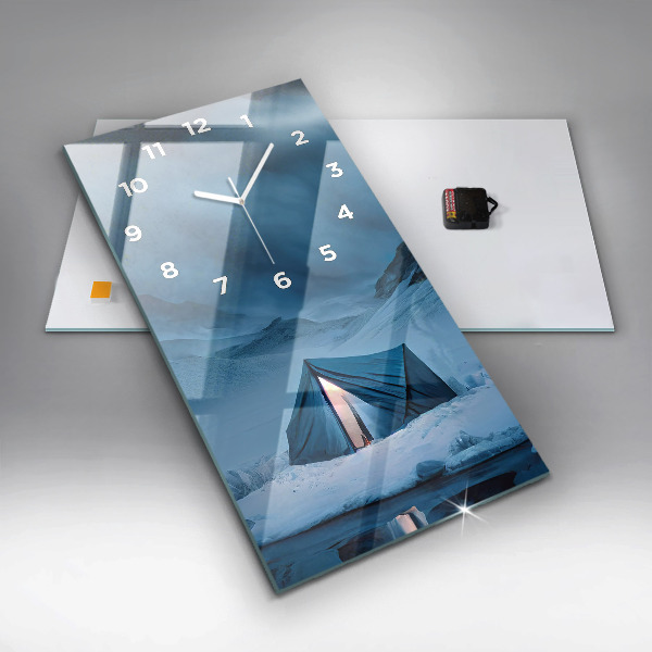Horloge murale verticale 'Tente dans les montagnes d''Islande'