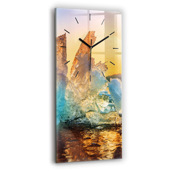 Horloge rectangulaire verticale Iceberg et lever de soleil