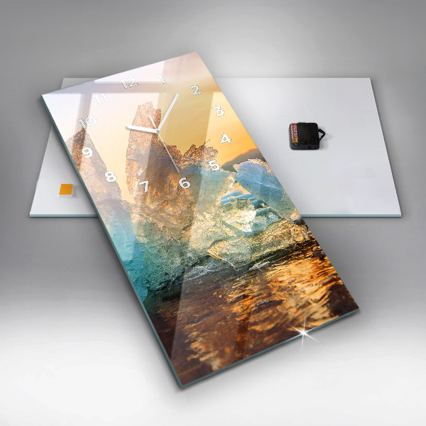 Horloge rectangulaire verticale Iceberg et lever de soleil