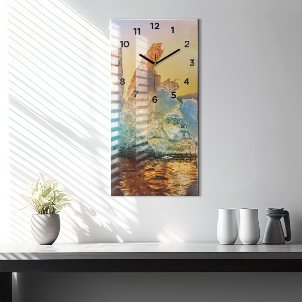 Horloge rectangulaire verticale Iceberg et lever de soleil