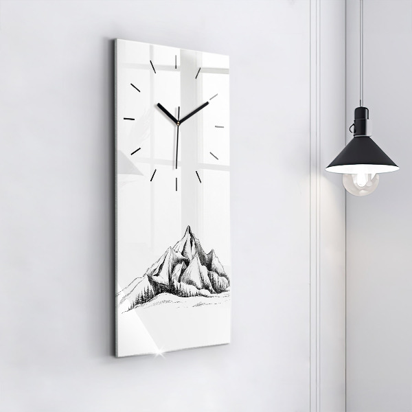 Horloge rectangulaire verticale Montagnes dessinées