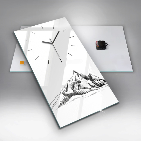 Horloge rectangulaire verticale Montagnes dessinées