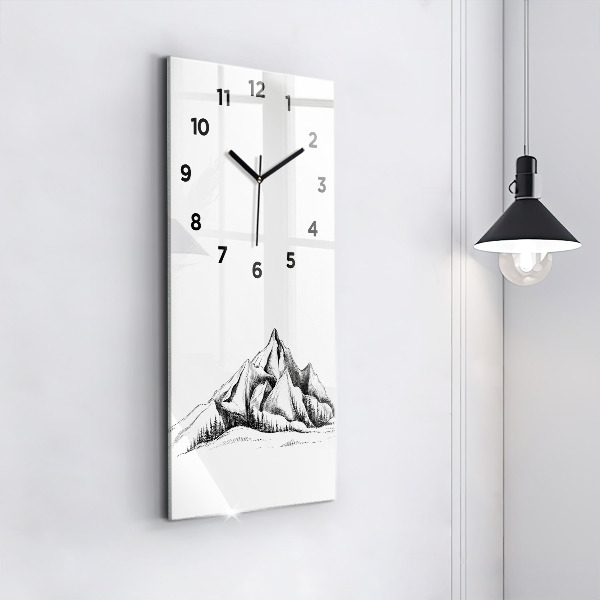 Horloge rectangulaire verticale Montagnes dessinées