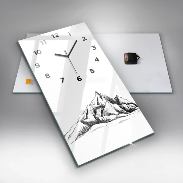 Horloge rectangulaire verticale Montagnes dessinées