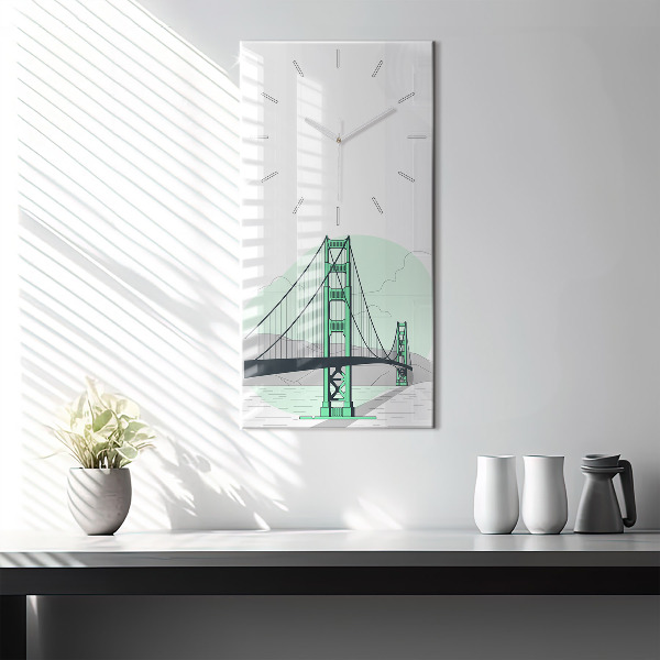 Horloge rectangulaire verticale Pont vert