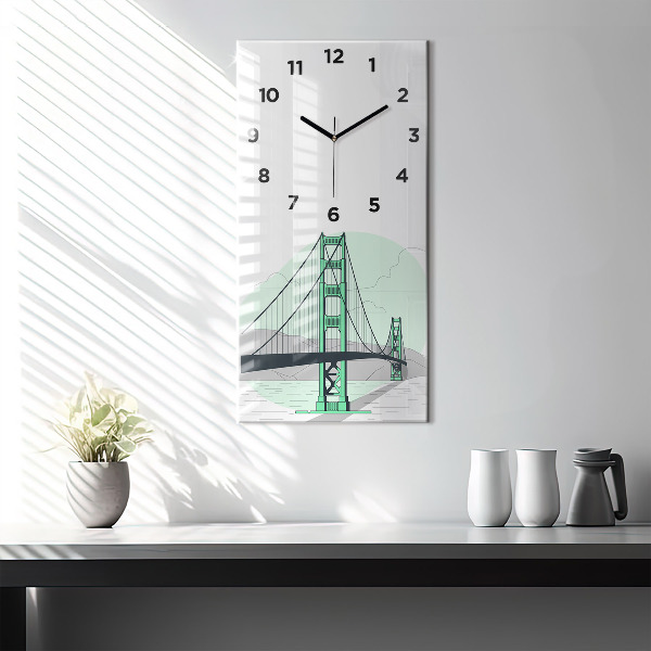 Horloge rectangulaire verticale Pont vert