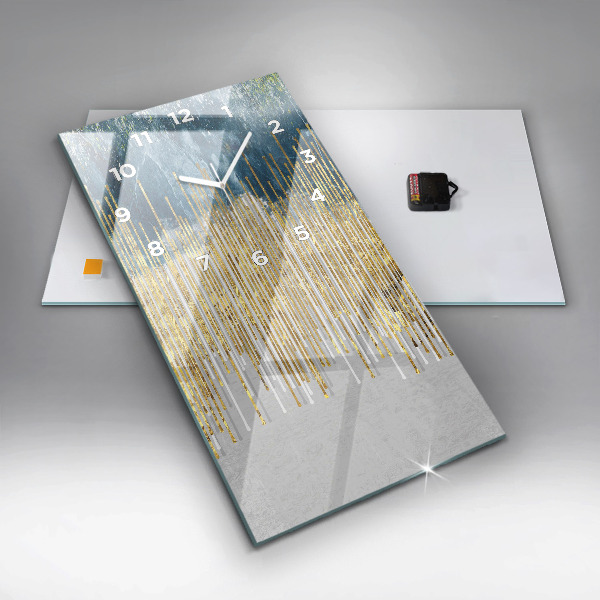 Horloge murale verticale Motif décoratif et or