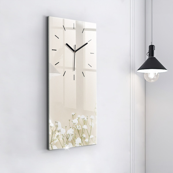 Horloge murale verticale Fleurs de gypsophile en fleurs