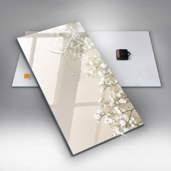 Horloge murale verticale Fleurs de gypsophile en fleurs