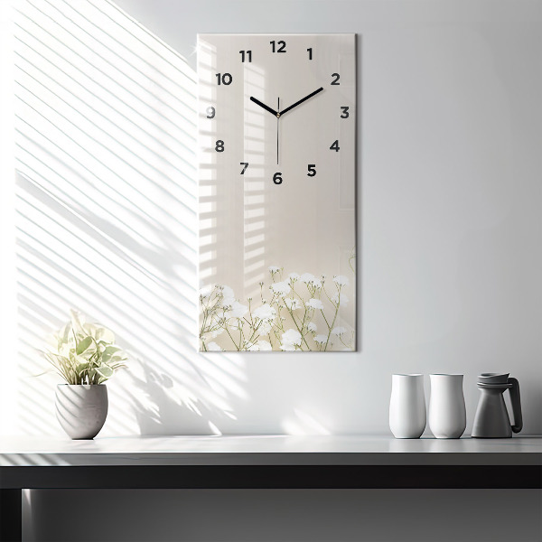 Horloge murale verticale Fleurs de gypsophile en fleurs