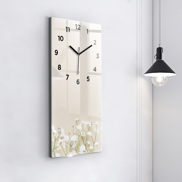 Horloge murale verticale Fleurs de gypsophile en fleurs