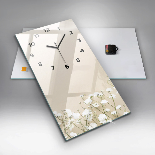 Horloge murale verticale Fleurs de gypsophile en fleurs