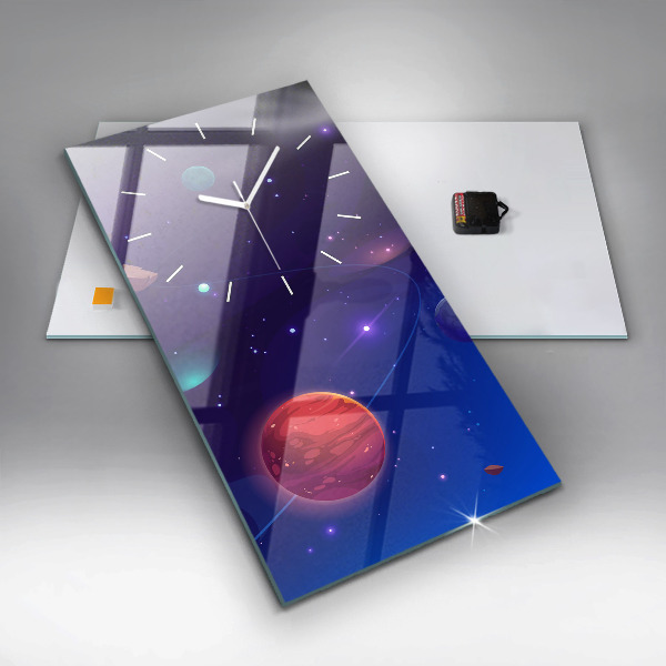 Horloge murale verticale Planètes galaxie