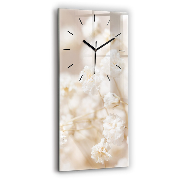 Horloge murale verticale Petites fleurs blanches