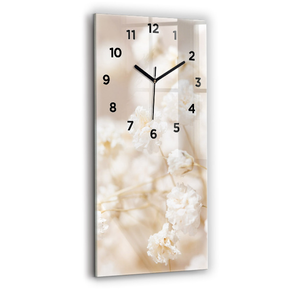 Horloge murale verticale Petites fleurs blanches