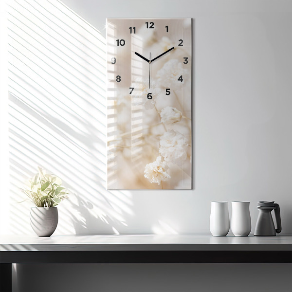 Horloge murale verticale Petites fleurs blanches