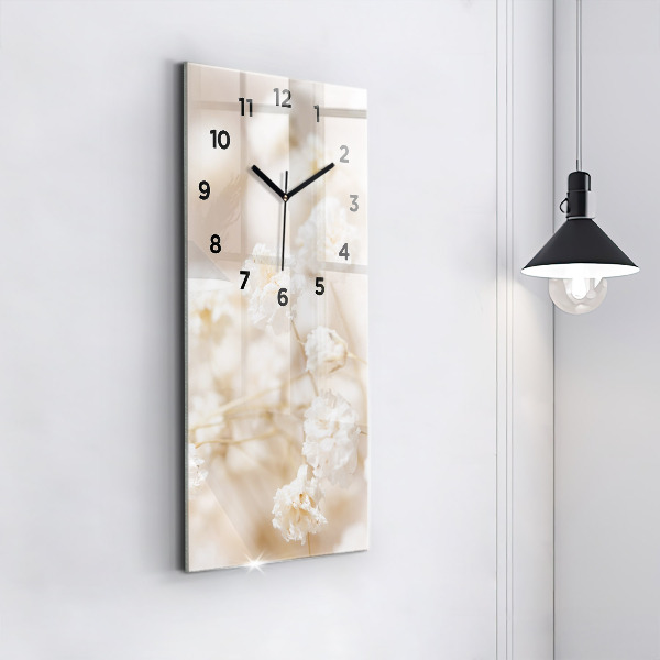 Horloge murale verticale Petites fleurs blanches