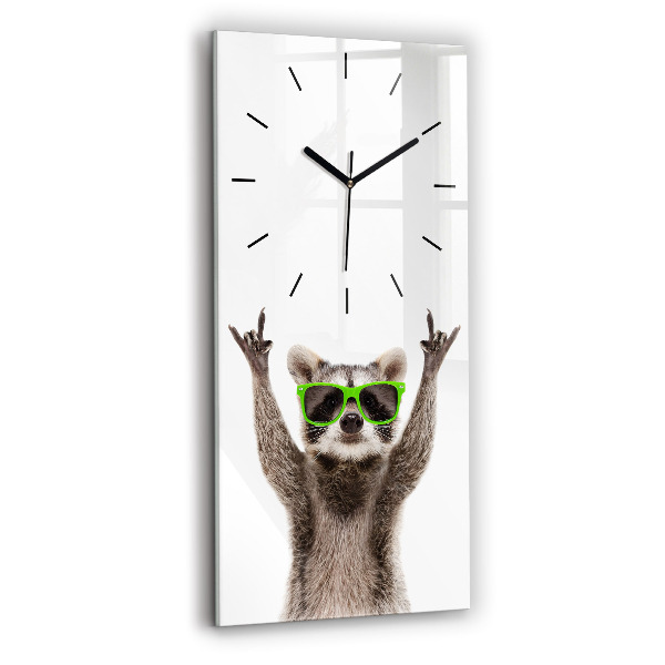 Horloge rectangulaire verticale Raton laveur avec des lunettes