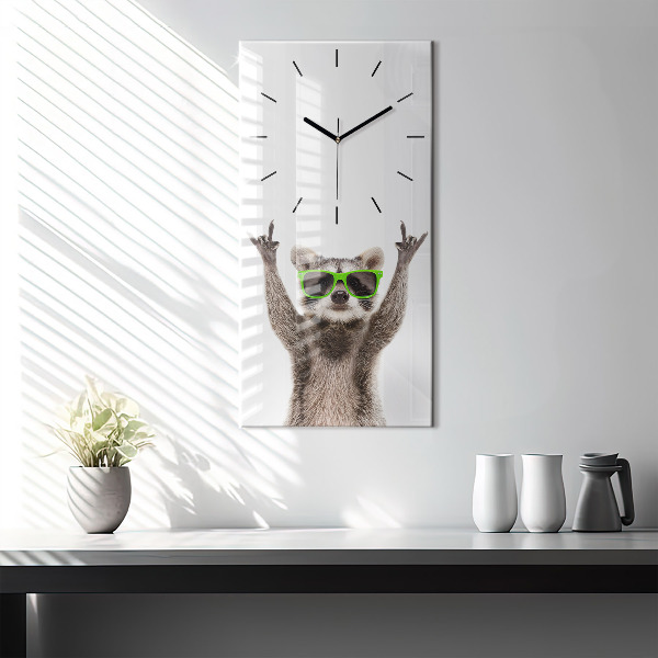 Horloge rectangulaire verticale Raton laveur avec des lunettes