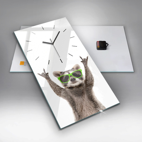Horloge rectangulaire verticale Raton laveur avec des lunettes