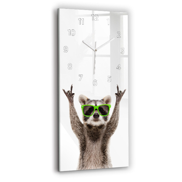 Horloge rectangulaire verticale Raton laveur avec des lunettes