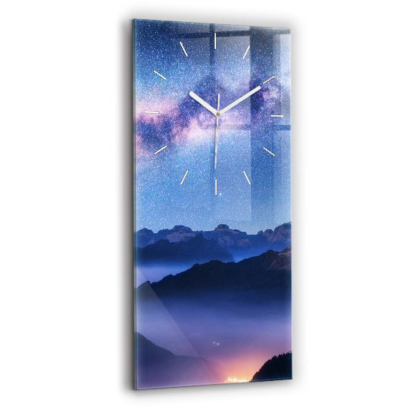 Horloge rectangulaire verticale Voie lactée et montagnes