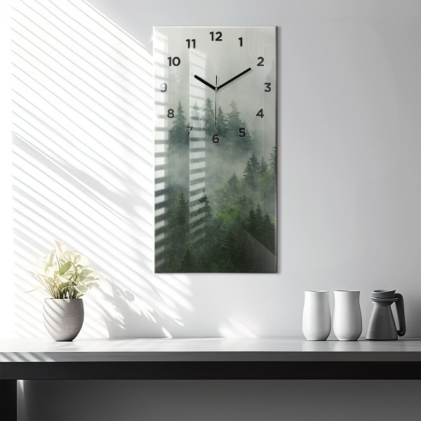 Horloge rectangulaire verticale Forêt brumeuse