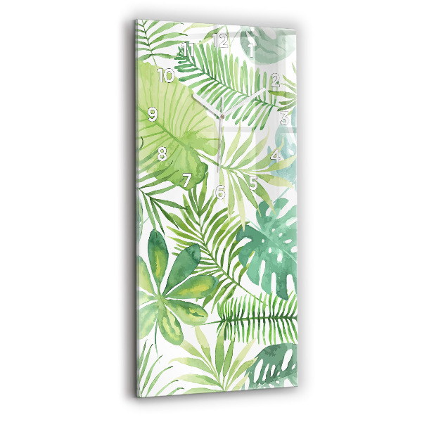 Horloge rectangulaire verticale Feuilles vertes