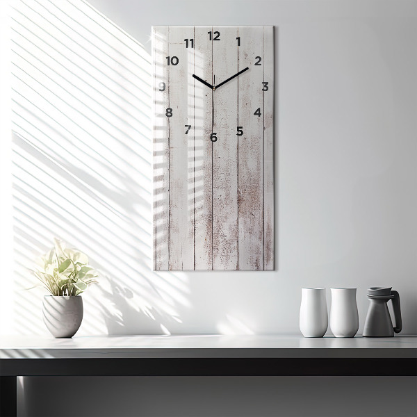 Horloge rectangulaire verticale Planches de bois clair