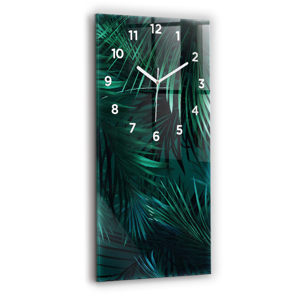 Horloge murale verticale feuilles tropicales