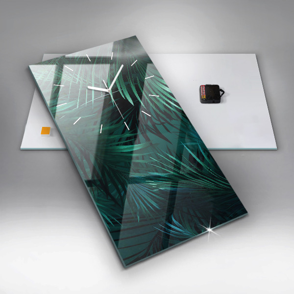 Horloge murale verticale feuilles tropicales