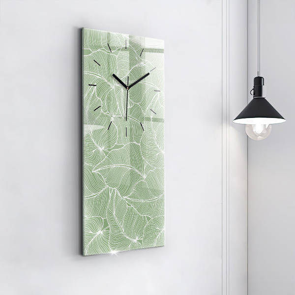 Horloge murale verticale Motif de feuilles naturelles
