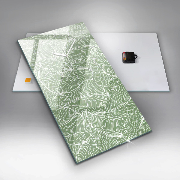 Horloge murale verticale Motif de feuilles naturelles