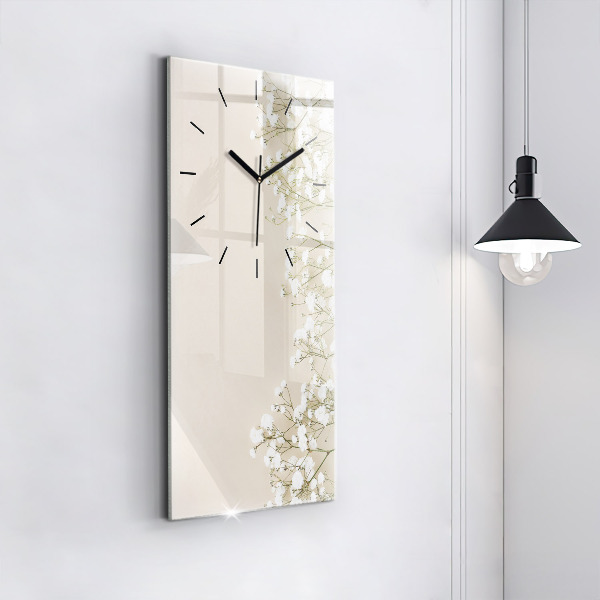 Horloge murale verticale Fleurs de gypsophile en fleurs
